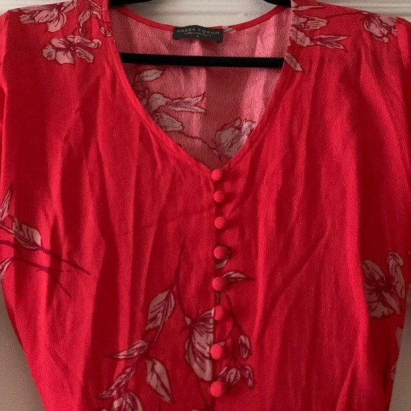 Brand New Dress Forum - Small - Mid Length - Salmon Floral Long Sleeve Tie Dress - Picture 6 of 7